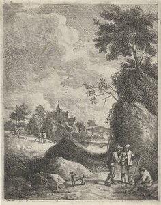 Paisaje con viajeros y dos pastores. de Jan Lauwryn Krafft (I)