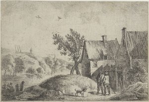 Dos hombres con un perro en un paisaje. de Jan Lauwryn Krafft (I)