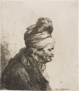 Busto de un hombre oriental, mirando a la derecha de Jan Lievens