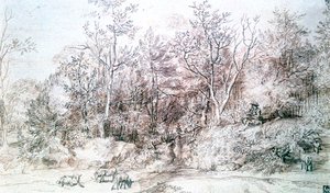 Paisaje con persona tocando la flauta, c1627-1674