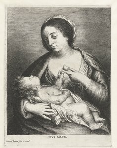 María con el Niño y una pera Iesvs Maria (título sobre objeto) de Jan Lievens