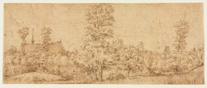 Árboles ante un pueblo de Jan Lievens
