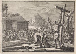 Alejandro Juan, príncipe de los judíos, crucifica a súbditos opuestos de Jan Luyken