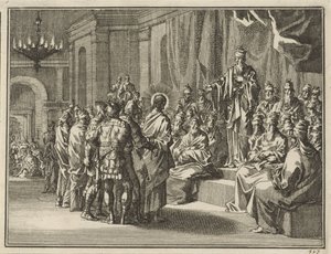 Cristo ante el sumo sacerdote Anás de Jan Luyken
