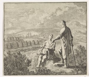 Emblema: campo paisaje con colmenas de Jan Luyken
