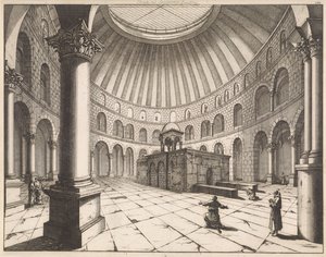 Interior de la iglesia del Santo Sepulcro en Jerusalén de Jan Luyken