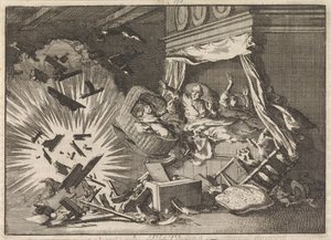 Explosión de una bomba en una casa en Ebbingestraat en Groningen, 1672