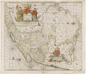 Mapa de Zuiderzee y Waddenzee Paskaarte del Zuyder Zee (título sobre objeto) de Jan Luyken