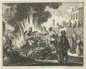 Policarpo quemado en la hoguera de Jan Luyken