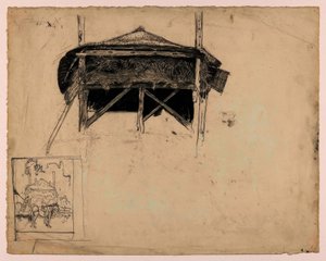 Estudio de un montón de heno, abajo a la izquierda: Boceto de un caballo frente a un montón de heno de Jan Mankes