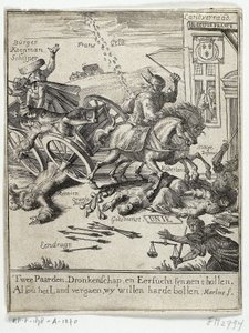Caricatura que representa la supuesta mentalidad francesa de Amsterdam, 1690 de Jan Marlois