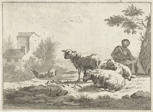 Pastora con rebaño de ovejas de Jan Matthias Cok
