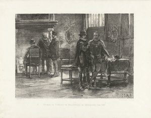 Reunión de Orange con Egmond en Willebroek, 1567 Oranje y Egmond en Willebroek en el mes de hierba de 1567 (título sobre objeto) de Jan Mesker