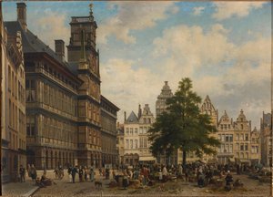 El Grote Markt con el árbol de la libertad, 1875