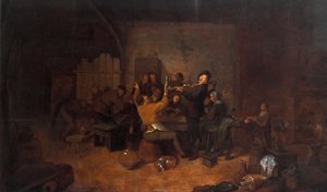 Campesinos en una posada. Una alegre compañía holandesa bebiendo y cantando en una taberna de Jan Miense Molenaer
