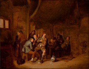 Figuras fumando y tocando música en una taberna, c.1640