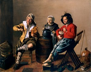 Dos niños y una niña haciendo música por Jan Molenaer de Jan Miense Molenaer