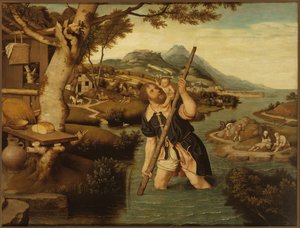 Paisaje con San Cristóbal, primera mitad del siglo XVI de Jan Mostaert