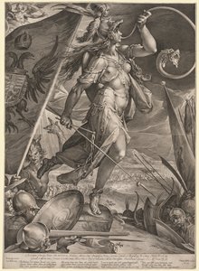 Bellona liderando los ejércitos del emperador contra los turcos, 1600 de Jan Muller