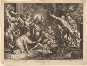 La resurrección de Lázaro de Jan Muller, after Abraham Bloemaert