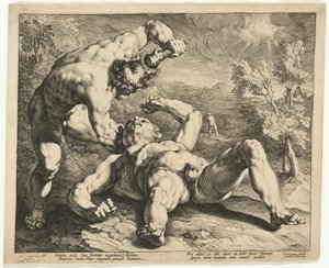 Caín matando a Abel de Jan Muller, after Cornelis Cornelisz van Haarlem