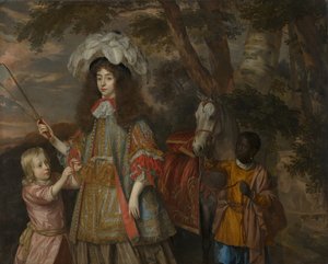Retrato de María de Orange (1642-1688), con Hendrik van Zuijlestein (d. 1673) y un sirviente