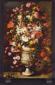 Flores en un jarrón con figuras (óleo sobre lienzo) de Jan Peeter Brueghel