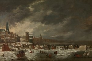 El Escalda helado en Amberes de Jan Peeters