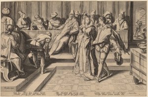Salomé bailando ante Herodes de Jan Pietersz Saenredam, after Karel van Mander I