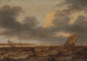 Barcos de pesca en aguas agitadas