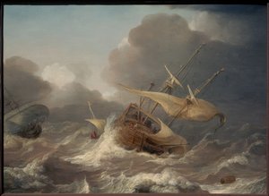 Barcos neerlandeses en una tormenta de Jan Porcellis