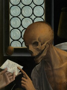 Detalle de La muerte y el avaro, c.1515-21 (óleo sobre tabla) de Jan Provoost