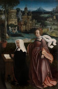 Detalle de Donante con San Nicolás y Esposa del Donante con Santa Godeliva, c.1515-21 (óleo sobre tabla) de Jan Provoost
