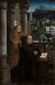 Detalle de Donante con San Nicolás y Esposa del Donante con Santa Godeliva, c.1515-21 (óleo sobre tabla) de Jan Provoost