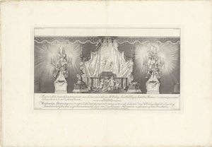 Parte trasera de la sala con la majestad del príncipe Guillermo IV, 1751 Fond de la sale dessiné Geometriquement (...) / Meetkonstige Afteekeninge de la parte posterior Zijde der Zale con el Cieraden soodanigh como los de den Hr. Delage Leuit. Col: Ingen.r de Jan Punt