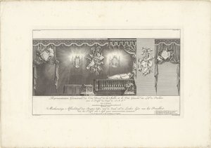 Lado derecho del salón con la majestad del príncipe Guillermo IV, 1751 Representación Geometrale du Côte Droit (...) / Meetkonstige Imagen del lado derecho de la sala y del lado izquierdo de la cama Splendor, con el perfil de 