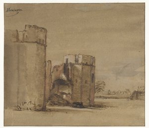Vista del castillo Honingen cerca de Rotterdam de Jan Ruyscher (attributed to)
