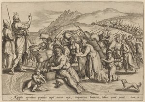 El Éxodo de Egipto de Jan Sadeler I, after Maarten van Cleef
