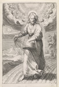 Cristo como sembrador Parábola de la cizaña entre el grano (título de la serie) de Jan Saenredam (attributed to)