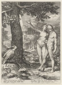 Adán y Eva frente al Árbol del Conocimiento del Bien y del Mal Adán y Eva (título de la serie) de Jan Saenredam