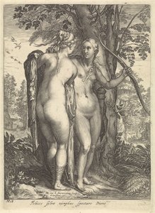 Diana y una ninfa frente a un árbol Diana y sus ninfas (título de la serie) de Jan Saenredam