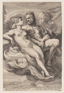 Júpiter y Juno sentados en las nubes, de Tres dioses y diosas emparejados de Jan Saenredam