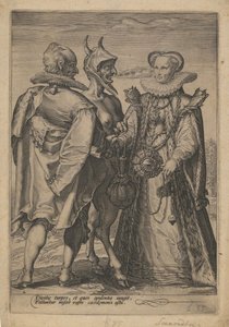 Matrimonio por riqueza oficiado por el diablo, ca. 1600 de Jan Saenredam