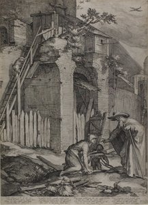 El profeta Elías llegando a la casa de la viuda de Sarepta de Jan Saenredam