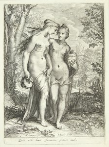 Dos ninfas de Diana con jarras de Jan Saenredam