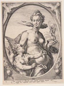 Venus y Amor, de Tres dioses o diosas paganos de Jan Saenredam