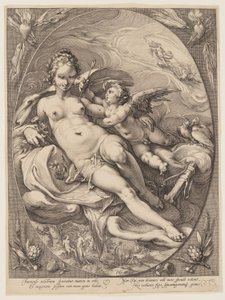 Venus y Cupido, de Tres diosas sentadas en las nubes de Jan Saenredam