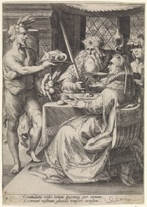 Invierno Compañerismo en una mesa puesta Cuatro estaciones (título de la serie) de Jan Saenredam