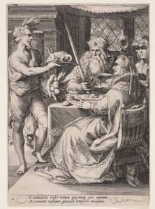 Invierno (Banquete con Baco atendiendo a una pareja de ancianos), de Las cuatro estaciones de Jan Saenredam