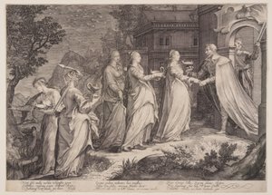 Vírgenes prudentes recibidas por Nuestro Señor, de la parábola de las vírgenes prudentes e insensatas de Jan Saenredam